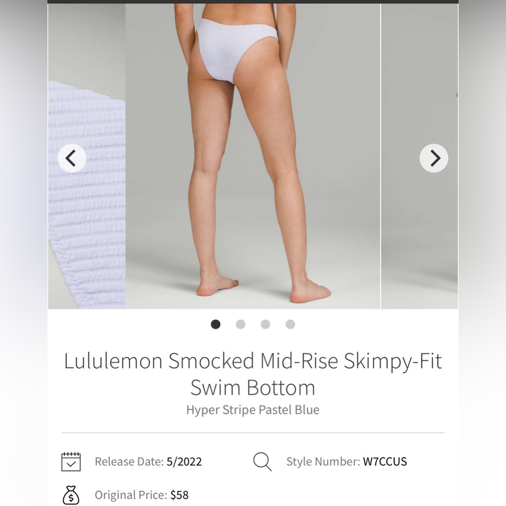 Lululemon Smocked Mid-Rise Skimpy-Fit Swim Bottom